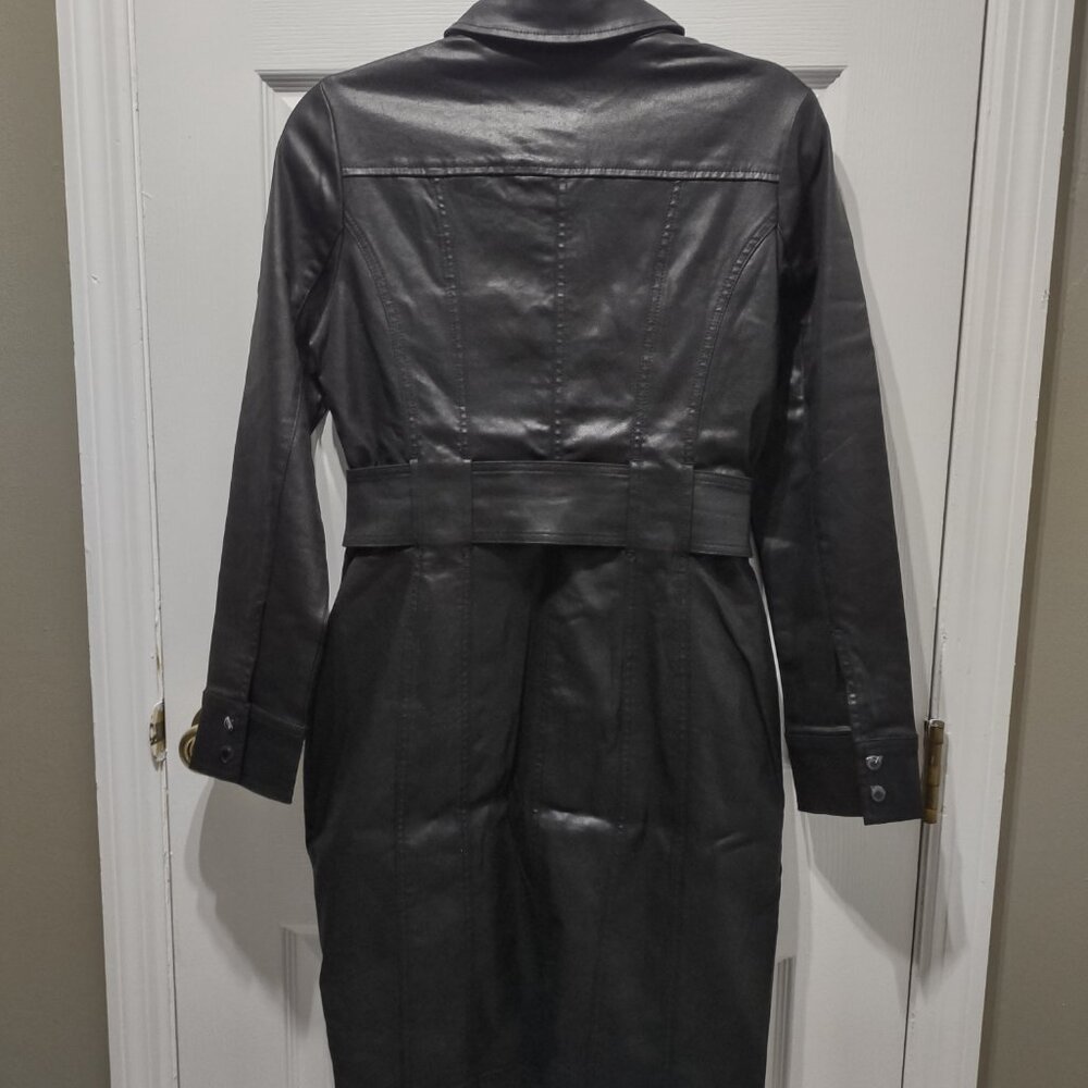 White House Black Market WHBM coated denim shirtdress NWT size 6 black - Picture 6 of 11